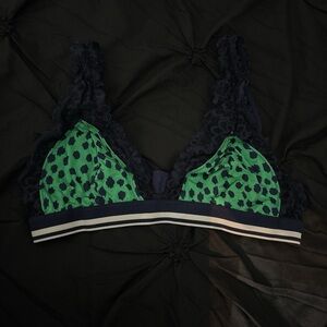 Aerie Green and Navy Lace Bralette